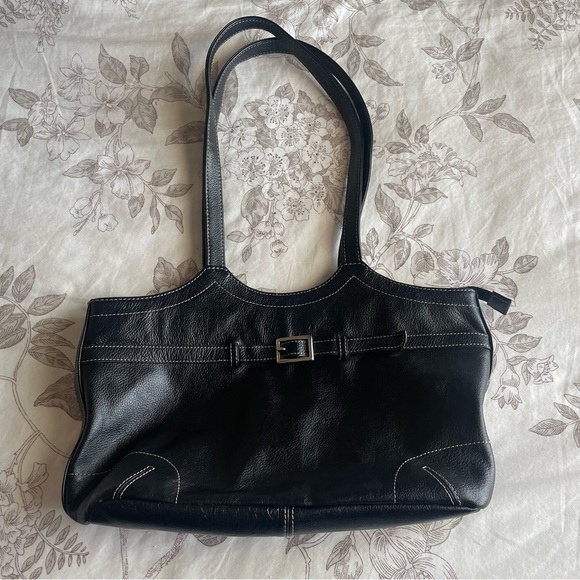 Wilson’s Leather Black Baguette Shoulder Bag Silver Vintage Y2K Whimsigoth Goth - Picture 1 of 11